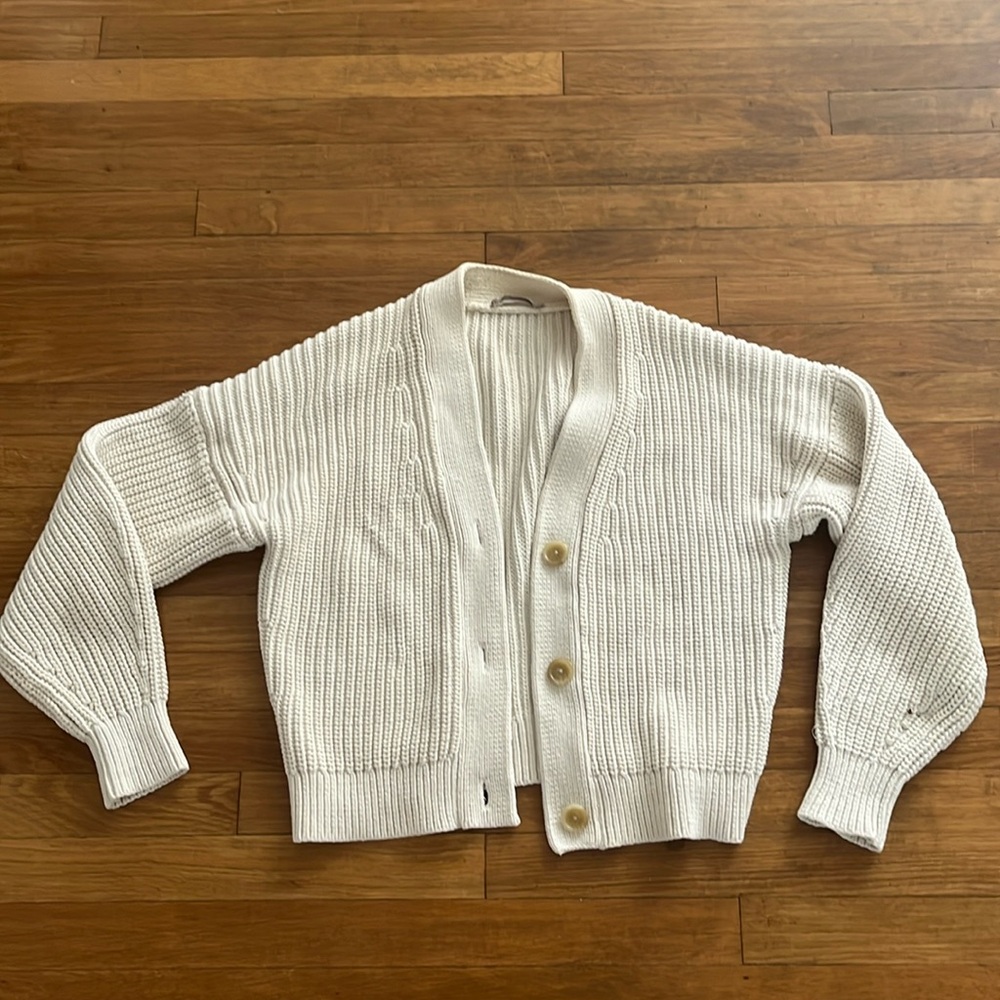 Everlane Texture Crop Cardigan in Bone Size Small